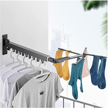 Imagem de Estante retrátil para secar roupas, arejador, dobrável, giratório, roupas, varanda interna, cavalo, liga de alumínio, poste de roupas com clipe retrátil oculto - ouro WEL of Light