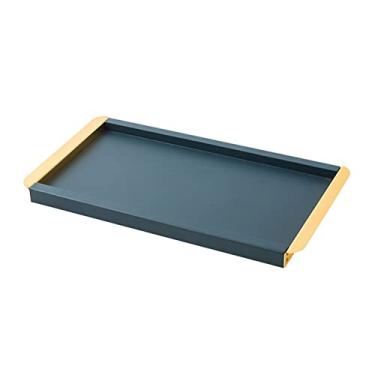 Imagem de Bandeja de café da manhã, bandeja de chá, suporte de xícara, acessórios de chá, bandeja de armazenamento, retangular, cor: azul, verde bandeja de servir (tamanho: verde 2-M) (uma cor azul 2)