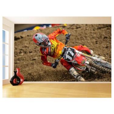 Imagem de Papel De Parede 3D Moto Cross Trilha Terra Mx 3,5M Bkm17 - Você Decora