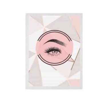 Imagem de Quadro Cílios Sobrancelha Geométrico Moldura Branca 24X18Cm - Quadros 