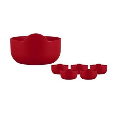 Imagem de Kit 6 Super Bowl Vermelho 475Ml Plástico Premium - Bb Store
