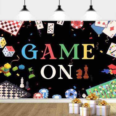 Imagem de Pano de fundo fotográfico de 3,5 x 2,5 m, cartão de xadrez para meninos, adultos, aniversário, festa noturna, decoração de cabine de fotos, banner, balões e toalha de mesa para decoração de parede