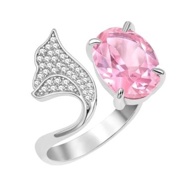 Imagem de Oneress Anel de pedra do mês de nascimento ajustável, joia de zircônia cúbica banhada a platina para mulheres, elegante anel de compromisso empilhável presente para mamãe GF tia YA6117, Elegant