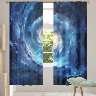Imagem de 2 conjuntos de painéis universo sistema solar galáxia cortinas transparentes arejadas com filtro leve painéis de cortina leve cortina de porta janela para sala de estar, quarto, jantar, 84 polegadas