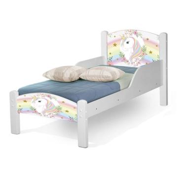 Imagem de Mini Cama Infantil Adesivada Do Unicornio Com Colchão