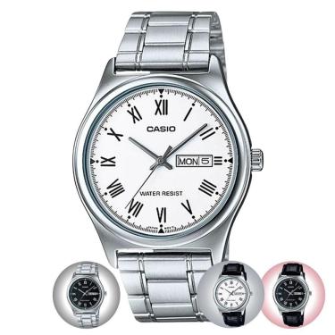 Imagem de Relógio de Pulso Casio Masculino Analógico Collection Classic Pulseira Aço Inóx Couro MTP-V006