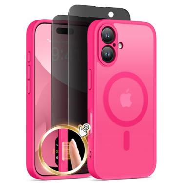 Imagem de Capa magnética para iPhone 16 Plus com botão de controle de câmera, compatível com MagSafe, [proteção total da câmera] [protetor de tela de privacidade] Capa de telefone transparente fosca