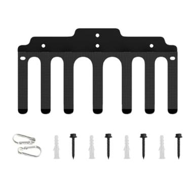 Imagem de Suporte Para Barra De Parede,Organizador De Parede Com 7 Ganchos Para Armazenamento,Suporte Organizador Para Halteres | Para Uso Com Barra Kettlebell Halteres Em Ginásio Casa Garagem Fitness Exercício