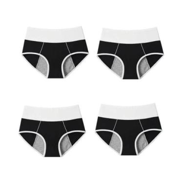Imagem de Calcinhas Menstruais plus Size De Cintura Alta 4 Peças À Prova De Vaza