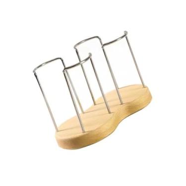 Imagem de 1 dispensador de copo de papel redondo descartável organizador de armazenamento de madeira 2 compartimentos para enxaguante bucal suporte de copo organizador de armazenamento de copo de café