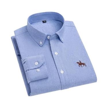 Imagem de Camisa Social Masculina De Algodão Oxford De Manga Longa Para Primaver