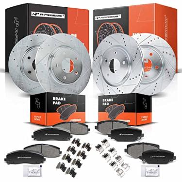 Imagem de A-Premium Front & Rear Drilled and Slotted Disc Brake Rotors + Ceramic Pads Kit Compatible with Dodge, Chrysler, Ram and Volkswagen Models - Town & Country, Grand Caravan, Journey, C/V, Routan