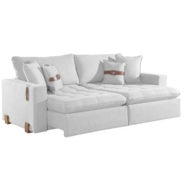 Imagem de Sofá Cama Zeus 4 Lugares Retrátil e Reclinável 240cm Tecido Linho Inno