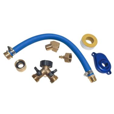 Imagem de Xyarna Kit de descarga do refrigerador de óleo 6.0L, adaptador anodizado de alumínio T-Port, compatível com motores Ford VT365 VT275 2003-2010, azul