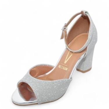 Imagem de Sandália Feminino Vizzano Salto Medio REF: 6262406 TELA SHINE, 37, Pra