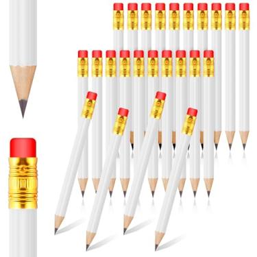 Imagem de 24 minilápis de golfe brancos com borrachas a granel lápis curto pré-afiado de 10 cm para jogos chá de bebê, chá de panela, presentes de casamento, sala de aula, bolso de escritório