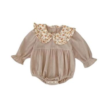 Imagem de Macacão Floral Vintage De Corduroy Para Bebês Meninas, Body Infantil, 