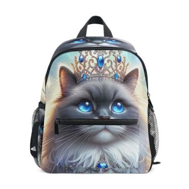 Imagem de GAIGEO Kitten Ragdoll Cat Cute Toddler Backpack with Whistle, 2 Bottle Pockets, Lightweight, Pre School Backpack 10x4x12 In, for Ages 3-8
