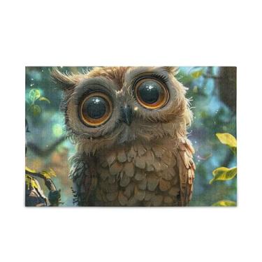 Imagem de Quebra-cabeça de madeira e papel de coruja fofa de 1000 peças com bolsa de armazenamento para adultos