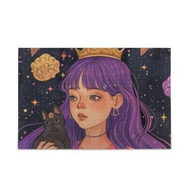 Imagem de Quebra-cabeça de gato preto princesa roxa de 500 peças, composto de papel e madeira, quebra-cabeças adultos para homens com suporte de letras