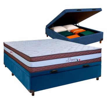 Imagem de Cama Box Bau Blindado Casal + Colchão Molas Ensacadas Legaccy Paropas