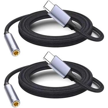 Imagem de Pacote com 2 adaptadores USB C para conector de fone de ouvido, cabo adaptador USB-c para fone de ouvido de 3,5 mm, compatível com telefone 17 Pro Max/16/15, Samsung Galaxy S25 Ultra/S24/S23, Pixel