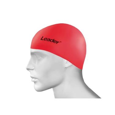 Imagem de Leader Glasses Touca de Natação em Silicone Vermelha – Conforto, Proteção para os Cabelos e Ajuste Anatômico
