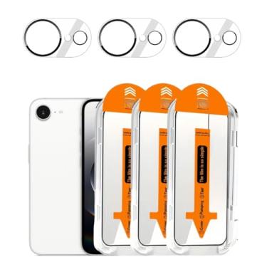 Imagem de Pacote com 3 protetores de tela de vidro temperado para iPhone 16e com 3 protetores de lente de câmera, dureza 9H, sem bolhas, compatível com capas