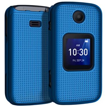 Imagem de Capa para telefone Alcatel Go Flip 4 / TCL Flip Pro, capa protetora rígida Nakedcellphone fina com textura de grade - azul cobalto