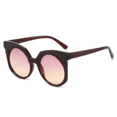 Imagem de Óculos de Sol UV400 - Tamanho Grande, Redondos, com Lentes Degradê em Cores Doces, para Homens e Mulheres, Ideais para Esportes ao Ar Livre, Corrida e Ciclismo, nas Cores Chá, Roxo e Rosa.
