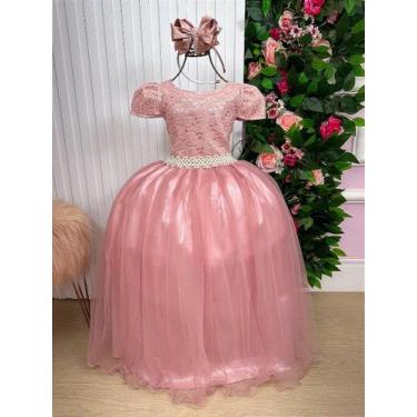 Imagem de Vestido Longo Infantil Laura Rose com Renda e Tule, Tonys pink, 14