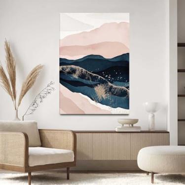 Imagem de Quadro Decorativo Para Sala Quarto Hall 40x60 Abstrato Rosê Dourado Azul