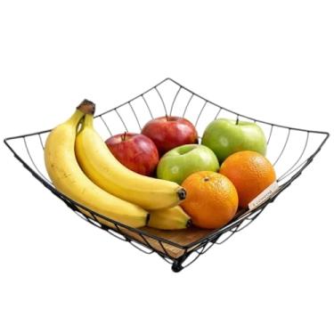 Imagem de Fruteira Quadrada Aramada para Frutas e Legumes, 25 cm, Recipientes e Tigelas para Fruta Casa e Cozinha