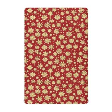 Imagem de Wassud Jogo de lençol dourado para berço de Natal com flocos de dnowflakes, para meninos e meninas, lençol com elástico, neutro, 71 x 132 cm