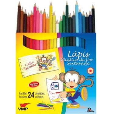 Imagem de Caixa Lápis de Cor Sextavado Plástico 24 Unid VMP