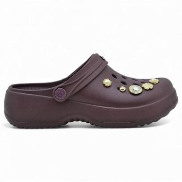Imagem de Babuche Boaonda Ortopedico Feminino Clog Bella EVA Pedraria -, Acai, 3