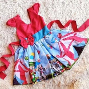 Imagem de Vestido Menina Infantil Simples Tematico Patati Patatá Vermelho, P