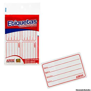 Imagem de Etiquetas Auto Adesivas Identificadoras Com 16 Peças Escolar