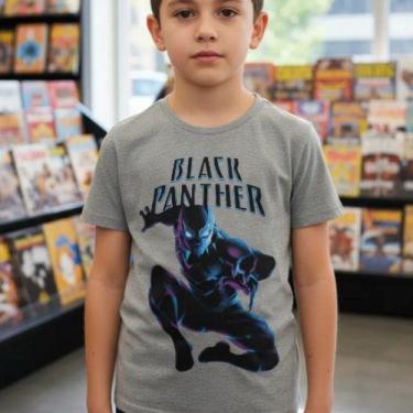 Imagem de Camiseta Infantil Estampa Pantera Negra Manga Curta Marvel, 16, Cinza