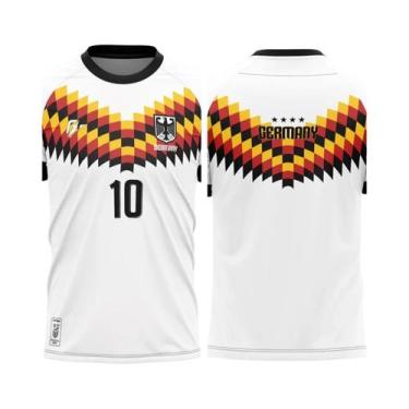 Imagem de Camisa Da Seleção Nacional Da Alemanha Branca Com Padrão Xadrez Colori