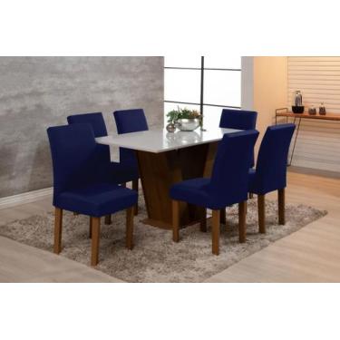 Imagem de Kit 6 Capas De Cadeira Mesa Sala Jantar Elástico Azul Marinho - Wellus