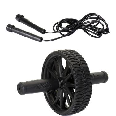Imagem de Kit Corda Pular + Roda Abdominal Fitness Academia Profissional-Unissex