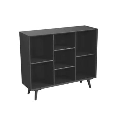 Imagem de Estante de livros para sala de estar, armário de exibição de chão, estante de livros ilustrados, rack de armazenamento multifuncional, simples e moderno, moderno (cinza)