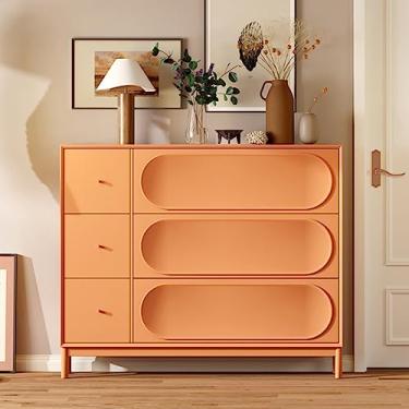 Imagem de Sapateira moderna de pé livre com 3 gavetas dobráveis e prateleira ajustável, organizador multifuncional de armário de sapatos de madeira para entrada, quarto, corredor - cor laranja