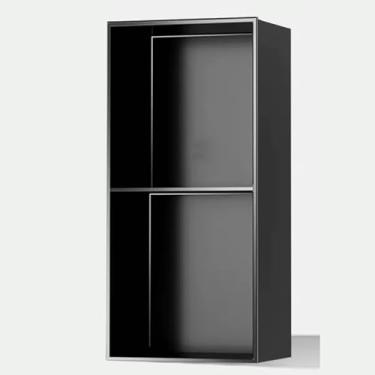 Imagem de Nicho de chuveiro, nicho de banheiro embutido para chuveiro, organizador de armazenamento moderno, acessório de banheiro na parede, prateleiras sem aro de vários níveis para xampu (cor: preto/90 x 28