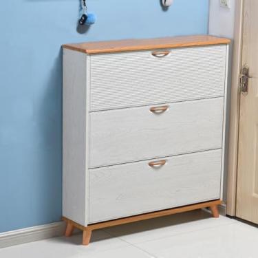 Imagem de Sapateira estreita de 3 camadas com prateleiras ajustáveis, organizador de armário de sapatos com capa à prova de poeira para quarto, dormitório, sala de estar - 60 x 17 x 120 cm