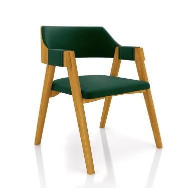 Imagem de Cadeira Sala de Jantar e Jogos Carteados Madeira Maciça Poker Veludo Verde/Mel G42 - Gran Belo
