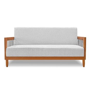 Imagem de Sofá 2 Lugares Base De Madeira Mariana 160 Cm Linho S04 - D'rossi Cor Grigio