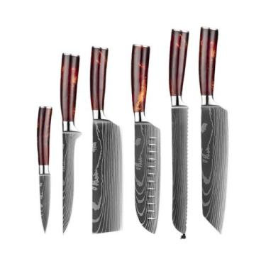 Imagem de Conjunto De Facas De Cozinha Em Aço Inoxidável 7Cr17Mov Ultra Afiadas 