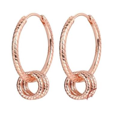 Imagem de Brincos De Argola Pendentes Em Prata Esterlina 925 Ouro Rosê Para Mulh